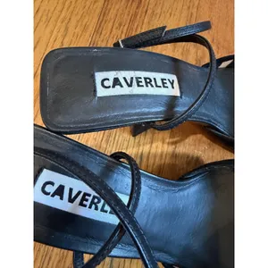 Caverley Shoes Womens Size 6 Black Zebra Slingback Strappy Pointed Toe Heels thumbnail 3