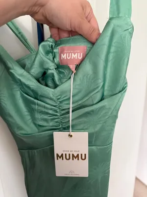 Show Me Your Mumu Mina Midi Dress green palm satin new NWT‎ thumbnail 5