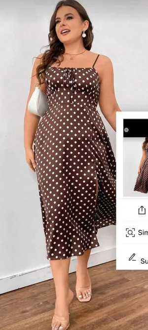 Brown and cream polka dot dress thumbnail 1