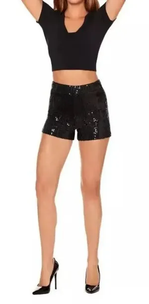 NWT Womens Spirit Halloween Adult Black Sequins Sequin Stunning Shorts - Sz XL thumbnail 1