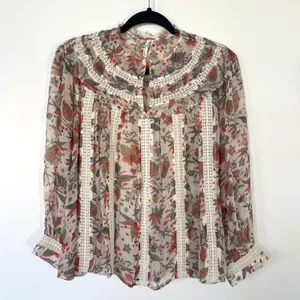 Anthropologie‎ Feather Bone Elena Floral Lace Trim Blouse Women's Size 4 thumbnail 2