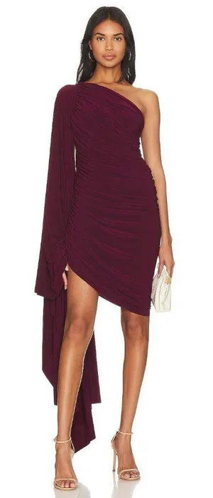 Norma Kamali x REVOLVE Diana Mini Dress W/ Sleeve Plum Womens Size Medium thumbnail 1