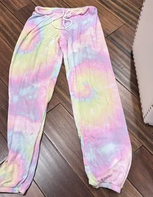Victoria's Secret PINK Cozy Pastel Rainbow Tie-Dye Pajama Pants thumbnail 1