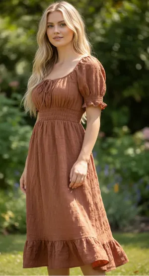 No Comment Brown Midi Dress Women’s Size L thumbnail 1