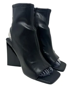 Steve Madden Transfer Faux Leather Peep Toe Booties in Black 7.5 thumbnail 1