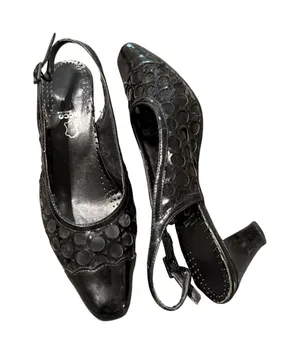 Tacoo‎ Footcare Black Slingback Size 6.5 Women Heels 3" Point Closed Toe Mesh thumbnail 1