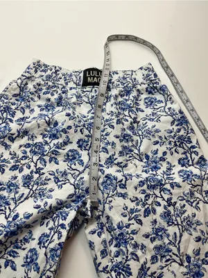 Lulu Mac Blue White Floral Womens XS Pull-on Cotton Pants Pockets Sleep Casual‎ thumbnail 8
