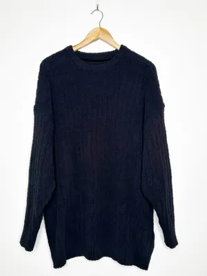 UGG Black Riz Cozy Knit Crew Neck Long Sleeve Ribbed Lounge Sweater XL thumbnail 2