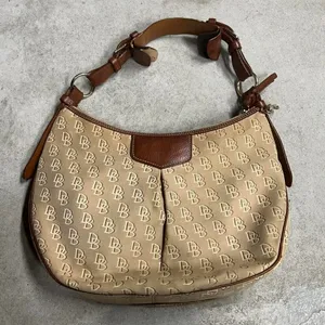 Dooney & Bourke Signature Monogram Luisa Shoulder Bag Leather Trim Brown thumbnail 3