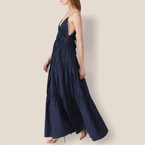 Jonathan Simkhai April Parachute Maxi Dress in Navy Blue thumbnail 2
