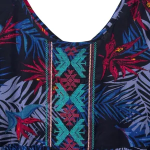 Roxy Size Small Tropical Print 3/4 Sleeve Mini Dress Atec Boho Swim Cover Up‎ thumbnail 2