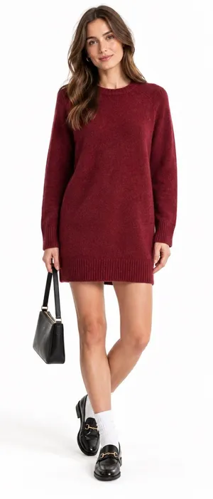 Abercrombie & Fitch Madeline Red Wool Blend Sweater Mini Dress NWT M TALL thumbnail 1