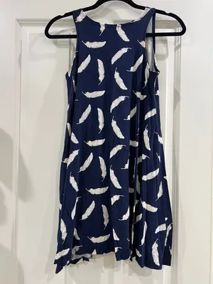Fighting Eel Sleeveless Feather‑Print Dress – Navy/White – Size XS thumbnail 4