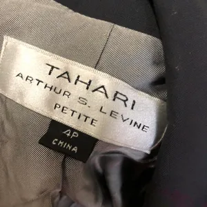 Tahari Grey blazer snap on button up down office siren core fitted corset waist long sleeve thumbnail 5