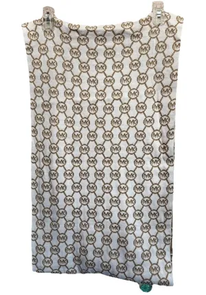 Michael Kors Scarf Reversible Infinity Ivory/Gold‎ Metallic MK Logo Soft OS thumbnail 1