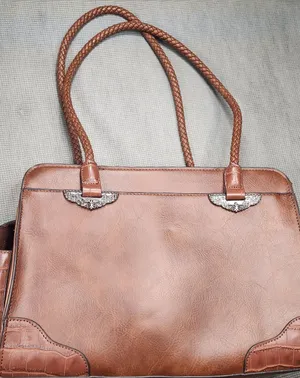 BUENO CognacBrown Shoulder Bag Western Embossed Braided Straps Accent Hardware thumbnail 1