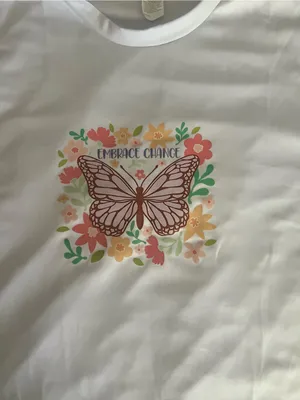 Women’s Premium Quality Short Sleeve White “Embrace Change” T Shirt Size XL thumbnail 4