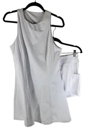 Halara Activewear Mini Dress Open Back High Neck 2 PC Shorts White L thumbnail 1