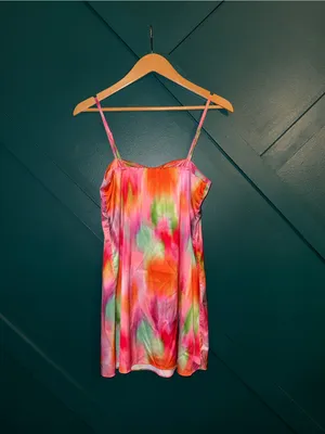 Missguided Rainbow Watercolor Slip Dress Barbiecore Abstract Print Y2K thumbnail 4