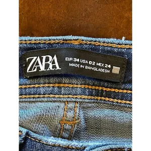 Zara Blue Medium Wash Denim Distressed Raw Cut Hem Skinny‎ Jeans 2 thumbnail 11