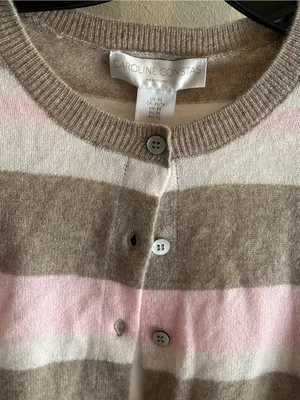 CAROLINE CONSTAS 100% Cashmere Striped Crew Neck Sweater Cardigan size XS thumbnail 3