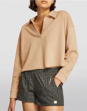 Vuori Sedona Cropped Polo Shirt Sweatshirt Tan thumbnail 1