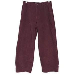 Old Navy Women Burgundy Corduroy High Waisted Wide Leg Pants Maroon Pants 10 thumbnail 3