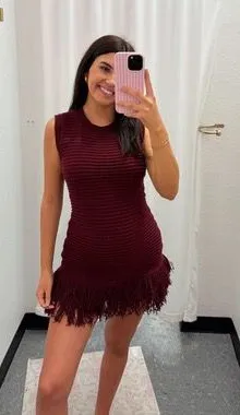 Sky to Moon Dress Red Fringe Mini Dress thumbnail 1