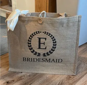 New and custom made "E" Bridesmaid tote bag Brown thumbnail 1