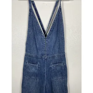 Free People We The Free Rambler Denim Wide Leg Overalls Jumpsuit Size 4W thumbnail 4