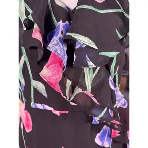 Lulus Black Floral Ruffle Maxi Dress Spaghetti Strap Flowy Women's Size M‎ thumbnail 10