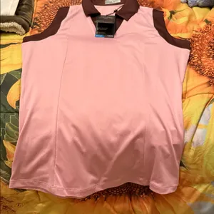 Callaway Women's Pink and Brown Sleeveless Golf Shirt. thumbnail 5