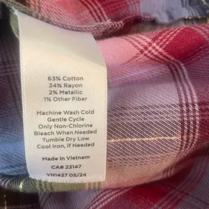 Talbots Button Up Shirt‎ Purple Plaid M thumbnail 10