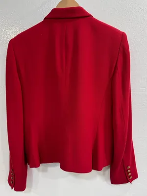 VTG Lauren Ralph Lauren Red Wool Blend Gold Button Blazer Women’s Size 8P Petite thumbnail 3