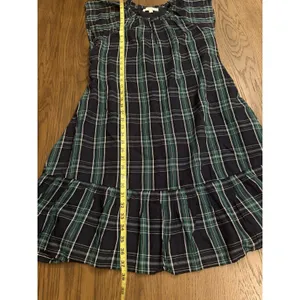 Loft Dress Women's 12 Blue Green Plaid‎ Shift Belted Short Sleeve Pleated Lined thumbnail 12