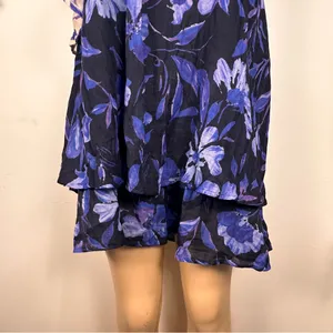 New Anthropologie Floral One Shoulder Mini Dress Sz M Cotton Lightweight thumbnail 3