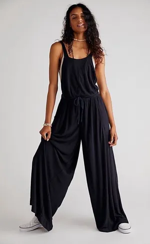 Free People Beach Wide Leg Overalls With Waist Tie Chocolate Brown NWT thumbnail 1