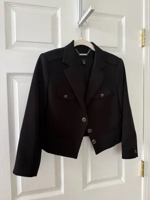 White House Black Market Cropped Black Blazer thumbnail 8