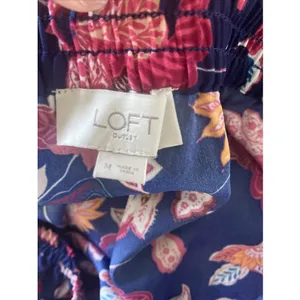 LOFT‎ Floral Faux Wrap Skirt Womens Size M Blue Pink Elastic Waist Garden Summer thumbnail 5