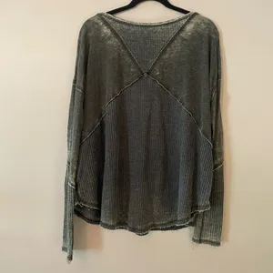 We The Free Gray Waffle Knit Long Sleeve Loungewear V-neck Shirt Women's Medium thumbnail 5