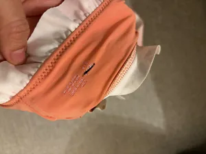 Aerie Women's Ruffled Swim Top in Orange and White NEW thumbnail 3