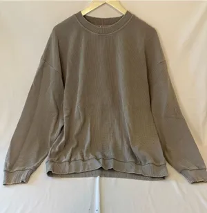 Fiable womans Gray Waffle Knit Crewneck Pullover Sweatshirt XL new thumbnail 1