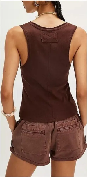 NWOT Free People We The Free Summer Tank - Brown combo - medium *IR* thumbnail 1