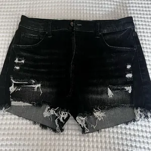 Risen Black Women’s Distressed Black Denim Shorts Size L thumbnail 1