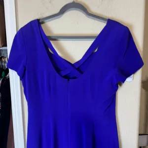 Liz Claiborne 100% Silk Midi Dress Purple‎ sz 14 side slit formal prom romantic thumbnail 13