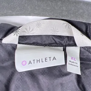 Athleta Goose Down Jacket Black XL‎ Hooded Packable Puffer GUC Mended Hole thumbnail 8