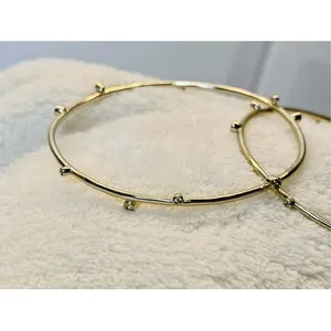 Kendra‎ Scott Gold Tone Crystal Bangle Stacker Bracelet Jewelry Dainty Sparkling thumbnail 7
