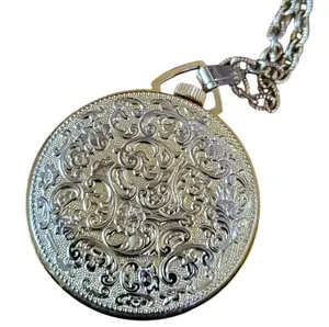 Vintage American Heritage Pocket Watch Necklace Pendant Gold Tone Swiss Untested thumbnail 3