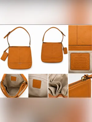 Coach Pebbled Leather Shoulder Bag in Cognac Orange thumbnail 2