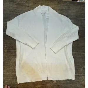 CLUB MONACO WOMEN'S Essential Summer Cardigan WHITE Size Large Longline Open thumbnail 2